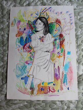 Mixed media "Generational Threads have Hope " art.